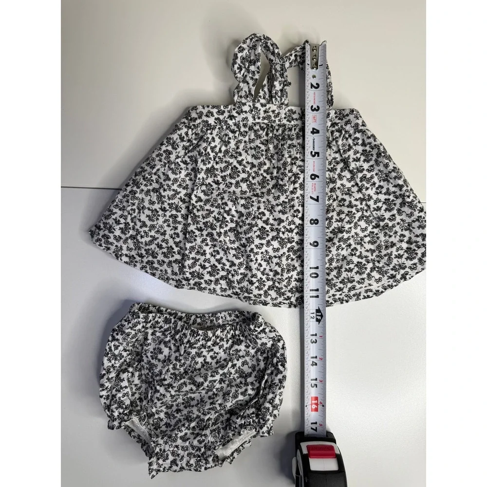 Janie and Jack Baby Girl Floral Halter Top Bloomer Set Black White 3-6M